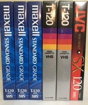 New Lot Of 6 Maxwell T-120 Jvc High Energy 6 Hr Vhs Tapes - £9.22 GBP