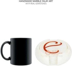 White Marble Inlay Stone Round Coaster Set Handmade Art Kitchen Decor E2002 - $226.71