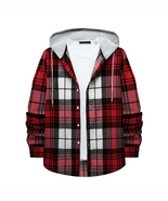 Men&#39;S Flannel Plaid Hooded Shirts Casual Long Sleeve Button down Regular... - €28,72 EUR