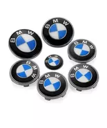 BMW Blue White Emblem wheel Center Cap 7PCS Set 82/74mm 68mm 45mm hood M... - $29.90