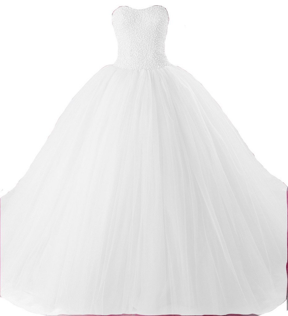 Kivary Beaded Crystals Pearls Long Plus Size Prom Formal Quinceanera Dresses Whi