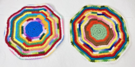 Two Hand Crocheted Rainbow Potholders Round 7 1/2&quot; Grandma Core Lot B - $341.48 MXN