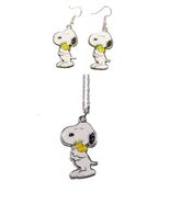 Mainstreet247 Snoopy Holding Woodstock Metal Pendant Necklace and Earrin... - $19.35 CAD