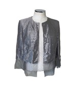 Akris Metallic Silver Striped Mesh Open Evening Jacket Women’s Size 12 - $51.13