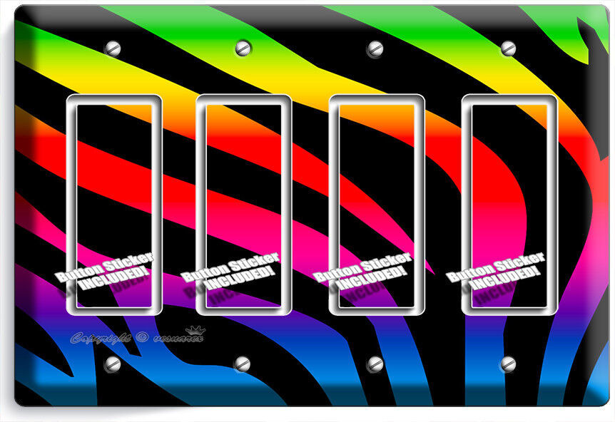 RAINBOW ZEBRA STRIPES ANIMAL PRINT LIGHT SWITCH OUTLET WALL PLATE HOME ART DECOR Item image 3