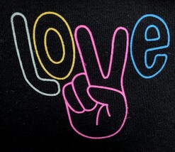 Cat & Jack Girls' XS (4/5) Fleece Pullover Hoodie Black Love Peace Sign  image 4