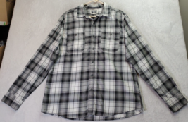 Converse Shirt Mens Large Gray Plaid Flannel Long Sleeve Collared Button Down - £14.01 GBP