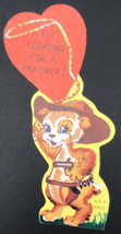 Vintage 1950&#39;s Die Cut Valentines Card Puppy Dog Cowboy 5&quot; x 3&quot; 4/5 V 804/2 - £7.31 GBP