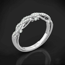 0.25Ct Round Cut Diamond Half Eternity Wedding Band Ring 14K White Gold Finish - £80.13 GBP