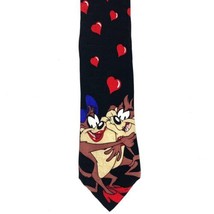 Vintage 1996 Tasmanian Devils Looney Tunes Mania Neck Tie Black + Red Hearts - £9.54 GBP