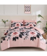 Yogeneg Queen Comforter Set 7 Piece Bed In A Bag,Pink Black, Pink Black,... - $61.92