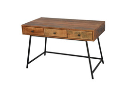 47" Natural and Black Solid Wood Writing Desk With Three Drawers - $18,038.75 MXN