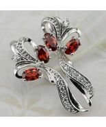 2Ct Oval Cut Red Garnet Twisted Huggie Hoop Earring 14K White Gold Finish - $106.91