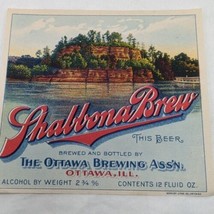 Shabbona Brew The Ottawa Brewing Beer Label 4 1/2&quot; X 4&quot; - £25.31 GBP