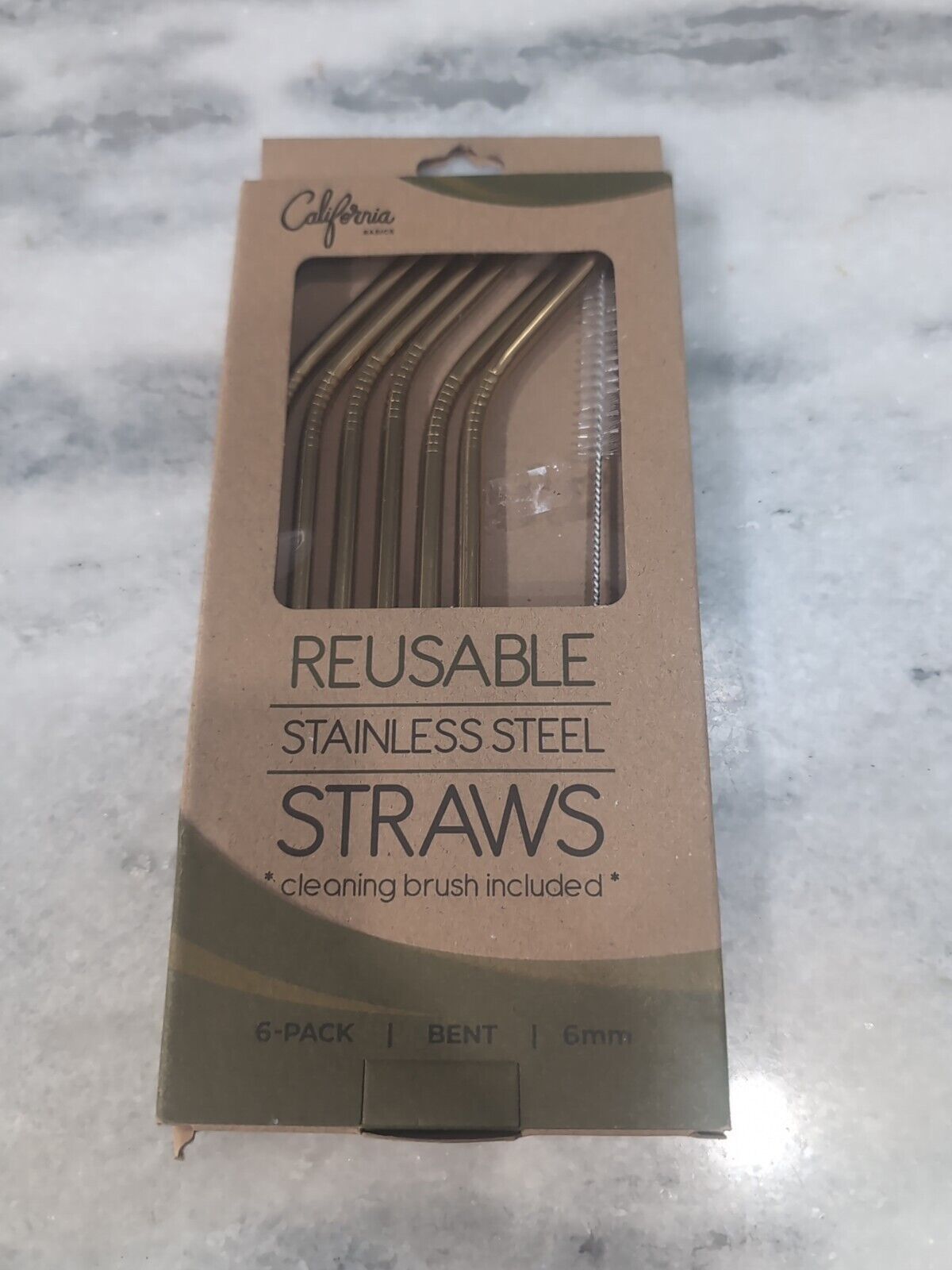 Primary image for California Home Goods Gold Stainless Steel Straws, 8.5" Reusable Straw, Set of 6