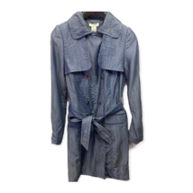 Vertigo Paris Womens Trench Coat Blue Heathered Lined Collar Pockets Sna... - £33.62 GBP