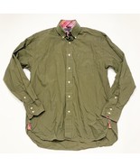 Tommy Hilfiger Shirt Mens Medium Green Cotton Logo Button Down Flip Cuff... - $138.91 MXN