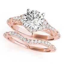1.70Ct Round Cut Diamond Halo Bridal Set Engagement Ring 14k Rose Gold Finish - £74.78 GBP