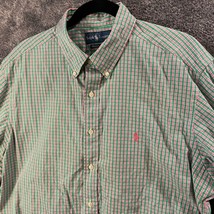Ralph Lauren Dress Shirt Mens 17.5 36/37 Green Pink Plaid Classic Fit Bu... - $13.89