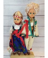 Poland Polish Dolls Couple Blonde 17in  Wood Base Lalkie Traditional Dre... - £23.19 GBP