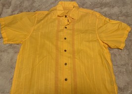 Caribbean Mens size Large Linen Blend Short Sleeve Hawaiian Shirt - £11.78 GBP