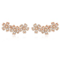 WOSTU Authentic 925 Silver Stackable Daisy Floral Stud Earrings Clear CZ Flower  - £16.11 GBP