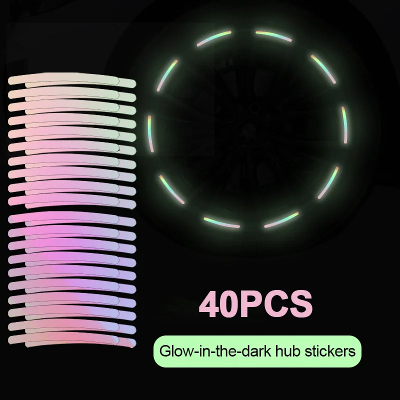 20Pcs 40Pcs   Reflective Sticker Motorcycle Wheel Reflective Strips Colorful Hub - $82.59