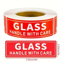 100- 1x3" Red Fragile Glass Handle with Care Shipping Stickers - $9.50