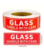 100- 1x3" Red Fragile Glass Handle with Care Shipping Stickers