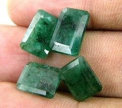 11.9Ct 4pc Lot 100% Natural Green Emerald Cut (Panna) Rectangle Faceted Gems - £72.30 GBP