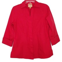 Taylor Gold Label Womens Blouse Size 8 Hidden Button Front 3/4 Sleeve V-Neck Red - £12.55 GBP