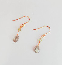Small dangly silver drop earrings Labradorite gold wire hook wire dainty... - £20.57 GBP