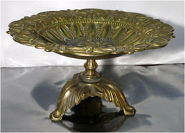 Vintage Footed Brass Fruit Plate / Dish, 9-1/2 inch Plate Diameter - $33.93