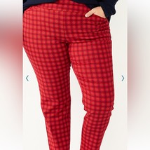 Croft &amp; Barrow Pull On Stretch Pants Straight Fit 24W Red Plaid Valentine - £19.39 GBP