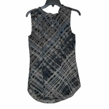 Cabi Floral Plaid Pullover Tank Top Tie V-Neck Ruffled Sleeveless Women Size XS - $14.55