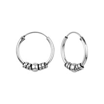 925 Sterling Silver 14 mm Spiral Wrap Bali Hoop Earrings - £11.94 GBP