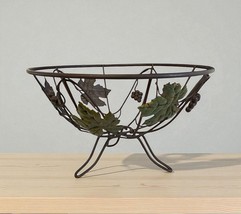 Tuscan Style Decorative Metal Fruit Bowl with Grape and Leaf Motif - $374.94 MXN