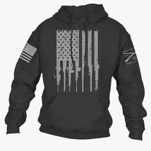 Grunt Style “Rifle” print Flag 2.0 - Men&#39;s gray Hoodie sweatshirt size XXL - $48.51
