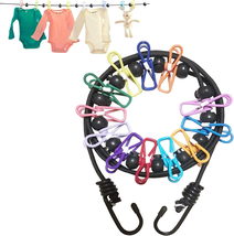 Portable Clothesline with 12 Clothespins, Windproof Travel Clothesline S... - £6.08 GBP