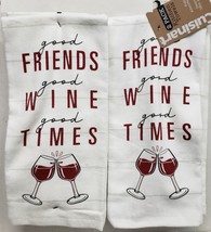 Set Of 2 Same Kitchen Towels(16&quot;x28&quot;)GOOD Friends,Good Wine,Good Times,Cuisinart - £11.91 GBP