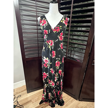 Loveappella Dress Women&#39;s L Multicolor Floral Empire Waist Maxi Sleeveless - £26.12 GBP