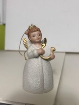 Homco Bisque Angel with Harp Bell Ornament Vintage Holidays - £16.74 GBP