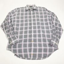 Thomas Dean Mens Button Up Shirt Checkered Purple Gray Size L Long Sleeve - $11.51