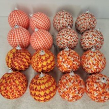 SET OF 16 Fall Autumn Thanksgiving Colored Christmas Tree Ornament Bulbs FABRIC - £11.68 GBP