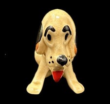 Hillbilly Hound Figurine Pottery Pup Dog Sitting Tongue Hanging Panting ... - $17.10
