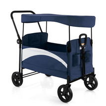 2-Seat Stroller Wagon with Adjustable Canopy and Handles-Navy - Color: Navy - $200.49