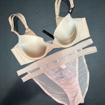 Victoria&#39;s Secret 32A Conjunto Sujetador S Tiras Braga Beige Ligeramente... - £58.16 GBP