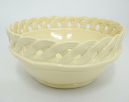 Vintage Casafina Portugal Pottery Yellow Bowl Basketweave Rim 5.5&quot; #3637 - £7.38 GBP