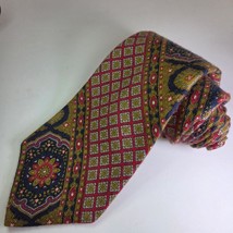 Vintage Resilio Tie Navy Red Geometric Silk Necktie USA 4&quot; x 56.5&quot; - $24.99