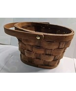 Woven Basket 7” Wide 5.5” Hinged Handle Drop Oval Rustic Brown Wood 1 Count - £7.64 GBP